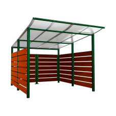 Containerüberdachung | Kapazität: 8x240L (2-rh.) / 2x1100L | Moosgrün, zum Einbetonieren