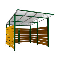 Containerüberdachung | Kapazität: 8x240L (2-rh.) / 2x1100L | Moosgrün, zum Einbetonieren