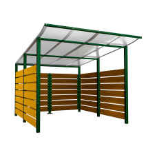 Containerüberdachung | Kapazität: 8x240L (2-rh.) / 2x1100L | Moosgrün, zum Einbetonieren