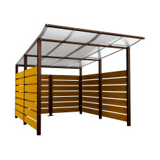 Containerüberdachung | Kapazität: 8x240L (2-rh.) / 2x1100L | Schokoladenbraun, zum Einbetonieren