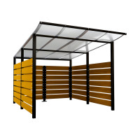 Container Shelter | Capacity: 8x240L (2-Wheelie Bins) / 2x1100L | Deep Black, for Embedding in Concrete.