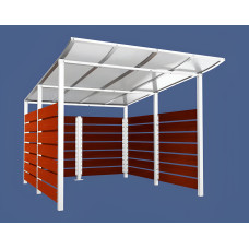 Containerüberdachung | Kapazität: 8x240L (2-rh.) / 2x1100L | Reinweiß, zum Einbetonieren