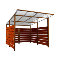 Containerüberdachung | Kapazität: 8x240L (2-rh.) / 2x1100L | Rost Corten-Effekt, zum Einbetonieren