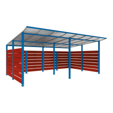 Container Shelter | Capacity: 16x240L (2-Wheelie Bins) / 6x1100L | Gentian Blue, for embedment in concrete.
