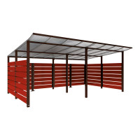Containerüberdachung | Kapazität: 16x240L (2-rh.) / 6x1100L | Schokoladenbraun, zum Einbetonieren