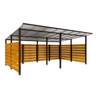 Container Shelter | Capacity: 16x240L (2-wheel) / 6x1100L | Chocolate Brown, for Embedding in Concrete.