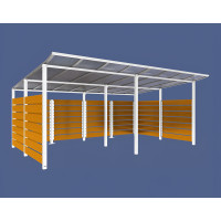 Container Shelter | Capacity: 16x240L (2-wheel) / 6x1100L | Pure White, for Embedding in Concrete.