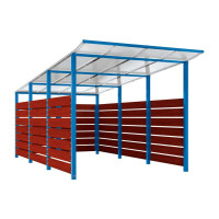Containerüberdachung | Kapazität: 8-10x240L / 2x1100L | Enzianblau, zum Einbetonieren