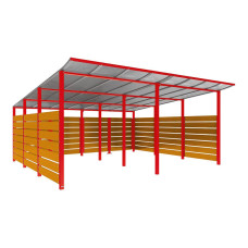Container Shelter | Capacity: 16-20x240L / 6x1100L | Traffic Red, for Embedding in Concrete.
