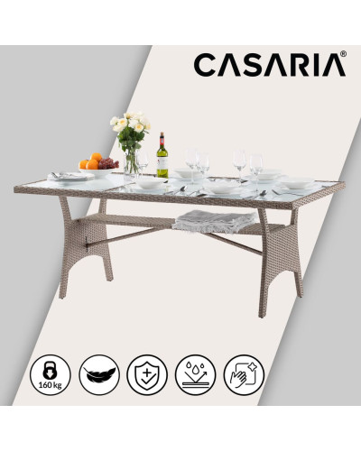 Cream Polyrattan Garden Table 190 by 90 Centimetres
