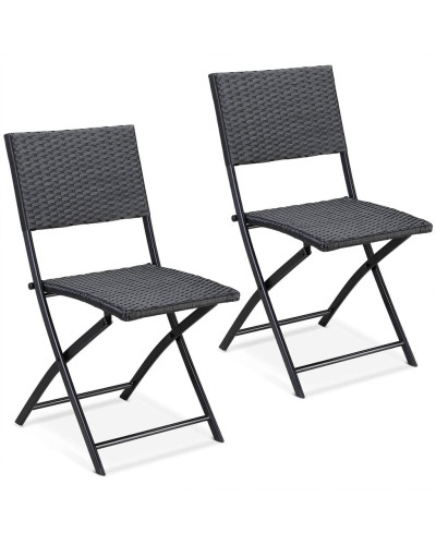 Polyrattan Balkonset 3-tlg Schwarz klappbar