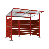 Containerüberdachung | Kapazität: 4x240L / 1x1100L | Purpurrot, auf Bodenplatten