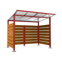 Containerüberdachung | Kapazität: 4x240L / 1x1100L | Purpurrot, auf Bodenplatten