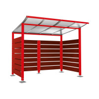 Containerüberdachung | Kapazität: 4x240L / 1x1100L | Verkehrsrot, auf Bodenplatten