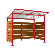 Containerüberdachung | Kapazität: 4x240L / 1x1100L | Verkehrsrot, auf Bodenplatten