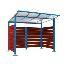 Containerüberdachung | Kapazität: 4x240L / 1x1100L | Enzianblau, auf Bodenplatten