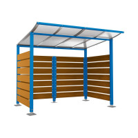 Containerüberdachung | Kapazität: 4x240L / 1x1100L | Enzianblau, auf Bodenplatten