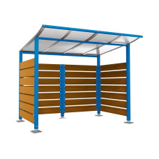 Containerüberdachung | Kapazität: 4x240L / 1x1100L | Enzianblau, auf Bodenplatten