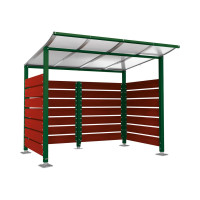 Containerüberdachung | Kapazität: 4x240L / 1x1100L | Moosgrün, auf Bodenplatten