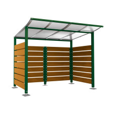 Containerüberdachung | Kapazität: 4x240L / 1x1100L | Moosgrün, auf Bodenplatten