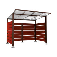Container Shelter | Capacity: 4x240L / 1x1100L | Chocolate Brown, on Floor Plates.