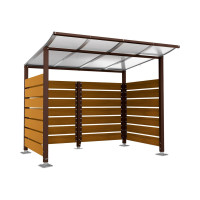 Container Shelter | Capacity: 4x240L / 1x1100L | Chocolate Brown, on Floor Plates.