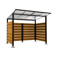 Container Shelter | Capacity: 4x240L / 1x1100L | Deep Black, on Floor Plates.