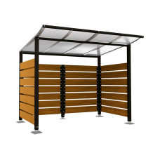 Containerüberdachung | Kapazität: 4x240L / 1x1100L | Tiefschwarz, auf Bodenplatten