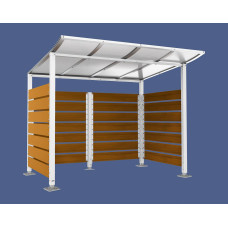 Containerüberdachung | Kapazität: 4x240L / 1x1100L | Reinweiß, auf Bodenplatten