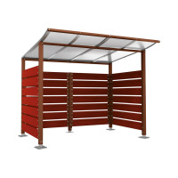 Containerüberdachung | Kapazität: 4x240L / 1x1100L | Rost Corten-Effekt, auf Bodenplatten