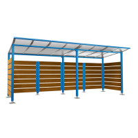 Containerüberdachung | Kapazität: 8x240L / 3x1100L | Enzianblau, auf Bodenplatten
