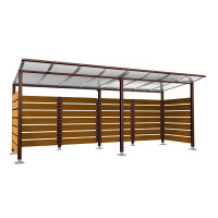 Container Shelter | Capacity: 8x240L / 3x1100L | Chocolate Brown, on Foundation Plates.