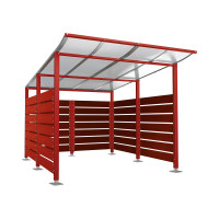 Containerüberdachung | Kapazität: 8x240L (2-rh.) / 2x1100L | Purpurrot, auf Bodenplatten