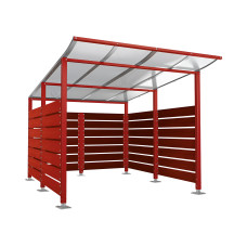 Containerüberdachung | Kapazität: 8x240L (2-rh.) / 2x1100L | Purpurrot, auf Bodenplatten