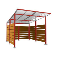 Containerüberdachung | Kapazität: 8x240L (2-rh.) / 2x1100L | Purpurrot, auf Bodenplatten