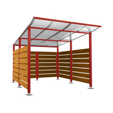 Containerüberdachung | Kapazität: 8x240L (2-rh.) / 2x1100L | Purpurrot, auf Bodenplatten