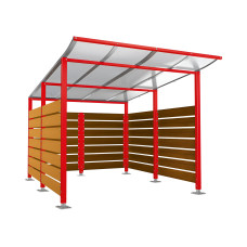 Containerüberdachung | Kapazität: 8x240L (2-rh.) / 2x1100L | Verkehrsrot, auf Bodenplatten