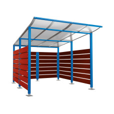 Containerüberdachung | Kapazität: 8x240L (2-rh.) / 2x1100L | Enzianblau, auf Bodenplatten