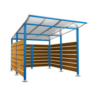 Containerüberdachung | Kapazität: 8x240L (2-rh.) / 2x1100L | Enzianblau, auf Bodenplatten