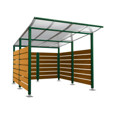 Containerüberdachung | Kapazität: 8x240L (2-rh.) / 2x1100L | Moosgrün, auf Bodenplatten