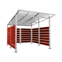 Containerüberdachung | Kapazität: 8x240L (2-rh.) / 2x1100L | Seidengrau, auf Bodenplatten