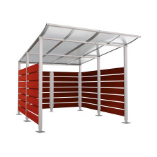 Containerüberdachung | Kapazität: 8x240L (2-rh.) / 2x1100L | Seidengrau, auf Bodenplatten