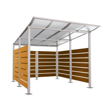 Containerüberdachung | Kapazität: 8x240L (2-rh.) / 2x1100L | Seidengrau, auf Bodenplatten