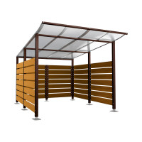 Containerüberdachung | Kapazität: 8x240L (2-rh.) / 2x1100L | Schokoladenbraun, auf Bodenplatten