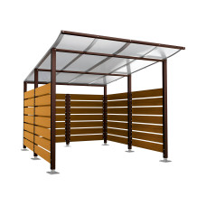 Containerüberdachung | Kapazität: 8x240L (2-rh.) / 2x1100L | Schokoladenbraun, auf Bodenplatten