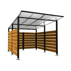 Containerüberdachung | Kapazität: 8x240L (2-rh.) / 2x1100L | Tiefschwarz, auf Bodenplatten