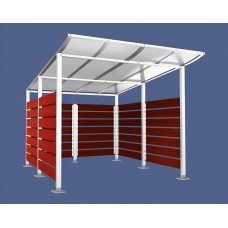 Containerüberdachung | Kapazität: 8x240L (2-rh.) / 2x1100L | Reinweiß, auf Bodenplatten