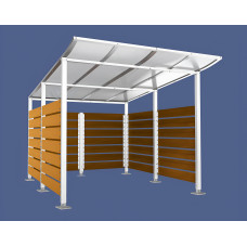 Containerüberdachung | Kapazität: 8x240L (2-rh.) / 2x1100L | Reinweiß, auf Bodenplatten