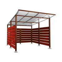 Container Cover | Capacity: 8x240L (2-wheel) / 2x1100L | Rust Corten Effect, on Floor Plates.