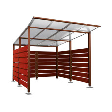Containerüberdachung | Kapazität: 8x240L (2-rh.) / 2x1100L | Rost Corten-Effekt, auf Bodenplatten
